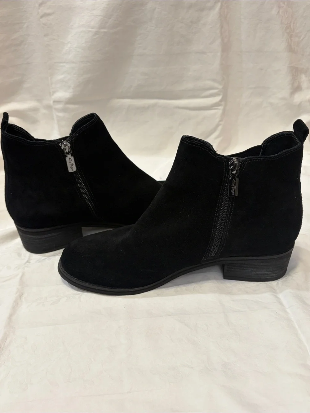 Black Suede Side-Zip Ankle Booties